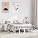 vidaXL Posteljni okvir brez vzmetnice bel 120x200 cm trdna borovina Cene