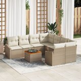 vidaXL 9-dijelni set vrtnih sofa s jastučićima Bež Poli ratan Akacija Cijene