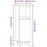 vidaXL Kopalniška omarica dimljeni hrast 30x30x100 cm inženirski les | Shoptok.si