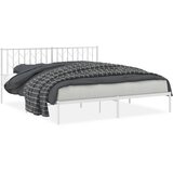Maison Chic Kovinski Posteljni okvir - Dvoposteljna postelja - Zakonska postelja z vzglavjem bel 180x200 cm, (21692812) | Shoptok.si
