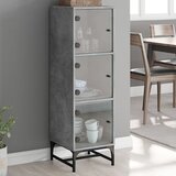  Visoka komoda sa staklenim vratima boja betona 35 x 37 x 120 cm | shoptok.hr