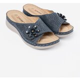 SEASTAR Navy blue women's flip-flops with a decorative flower | Shoptok.si
