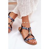 ARTIKER Women's Flat Sandals With Woven Straps And Embellishments Black | Shoptok.si