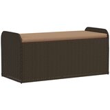 vidaXL Klupa za pohranu s jastukom smeđa 115x51x52 cm od poliratana | shoptok.hr
