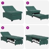 vidaXL sedežna postelja 3-v-1 izvlečna zasnova temno zelena žamet | Shoptok.si