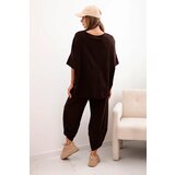 Kesi Włoski Cotton set blouse + trousers brown | Shoptok.si