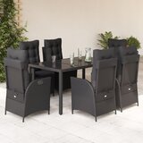 vidaXL 7-dijelni vrtni blagovaonski set s jastucima crni od poliratana | shoptok.hr
