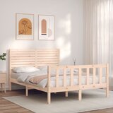 vidaXL Posteljni okvir z vzglavjem 140x200 cm trden les | Shoptok.si