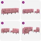  Set namještaja za dnevni boravak 4 pcs Ružičasta Baršun | shoptok.hr