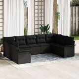  Set od 9 komada vrtnog kauča s jastučićima Crni poli ratan | shoptok.hr
