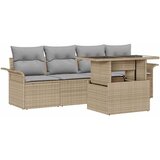  Set vrtnog namještaja od 5 dijelova s jastučićima bež PE ratan 2-sjedala vrtna sofa s odlaganjem i jastučićima bež PE ratan | shoptok.hr