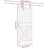  Klizna vrata NARVIK Prirodna i crna 80 x 210 cm (213,5 cm) | shoptok.hr
