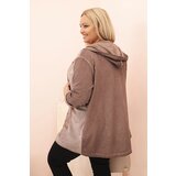 Kesi Włoski Women's Plus Size distressed hoodie with BKLYN print brown | ePonuda.com