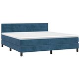 vidaXL Box spring postelja z vzmetnico LED temno modra 160x2 | Shoptok.si