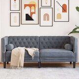 vidaXL Kavč chesterfield z vzglavniki dvosed temno siv žamet | Shoptok.si