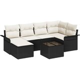 vidaXL 6-dijelna garnitura za vrt s jastučićima smeđe Poly Rattan, 2-sjedalni vrtni kauč s pohranom i jastučićima crni Poly Rattan | shoptok.hr
