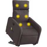  Masažni naslonjač na podizanje tamnosmeđi od tkanine | shoptok.hr