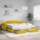  Dnevni krevet na razvlačenje s ladicama žuti 100x200 cm baršun | shoptok.hr