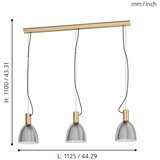 Eglo visilica Lebalio 99314, 3x E27, 112,5 cm, brončana/dimljeno staklo | shoptok.hr