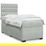 vidaXL Box spring postelja z vzmetnico svetlo siva 80x200 cm žamet | Shoptok.si