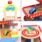 ECO TOYS drvena garaža s autićima i helikopterom Slike