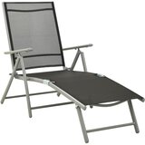 Maison Chic Zložljiv Ležalnik - Sončna ležalnik iz tekstila in aluminija črn in srebrn, (22043145) | Shoptok.si
