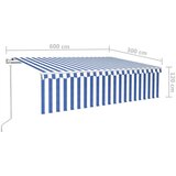 vidaXL Avtomatsko zložljiva tenda s senčilom 6x3 m modra in bela | Shoptok.si