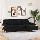 vidaXL Trosjed s tabureom crni 210 cm od tkanine Cijene