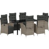 vidaXL 7-delni set vrtne jedilnice siva poli ratan | Shoptok.si