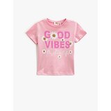 Koton Short-Sleeve T-Shirt with Daisy Print Crew Neck Glittery. | Shoptok.si