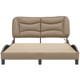  Posteljni okvir z LED lučkami kapučino 140x200 cm umetno usnje | Shoptok.si