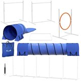  Set za agility za pse staza s preprekama za pse 1 guma 2 tunela 2 prepone 321 cm x 63 cm x 93 cm plava + crvena + bijela Cijene