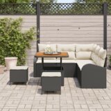  8-delni set vrtnog kavča z blazinami črni poli ratan akacija | Shoptok.si