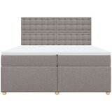  Krevet s oprugama i madracem smeđesivi 200x200 cm od tkanine - Sivo-smeđa 200 x 200 cm gumbi | shoptok.hr