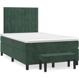 vidaXL Box spring postelja z vzmetnico temno zelena 120x200 cm žamet, (20898484) | Shoptok.si
