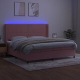  box spring s madracem LED ružičasti 200x200cm baršunasti | shoptok.hr
