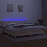  Box spring postelja z vzmetnico LED krem 200x200 cm blago, (20900465) | Shoptok.si