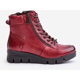 Boto PE2 Light Warm Women's Ankle Boots On Platform And Wedge Burgundy Savindria | shoptok.hr