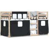  The living store pograd z zavesami bel in črn 90x190 cm trdna borovina - pograd, (21488238) | Shoptok.si