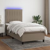 The Living Store Box spring postelja z vzmetnico LED taupe 100x200 cm blago - Box Spring Postelja, (21515247) Cene