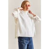 Bianco Lucci Women's Turtleneck Belt Tie Knitwear Sweater Cene