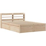 Maison Chic Posteljni okvir - Dvoposteljna postelja - Zakonska postelja z vzglavjem 120x200 cm trdna borovina, (21692301) | Shoptok.si
