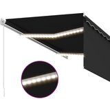 vidaXL Ročno zložljiva tenda s senčilom LED 3x2,5 m antracitna | Shoptok.si
