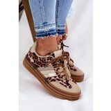 Boto Women's Platform Sneakers With Double Lacing Leopard Beige Niteria | shoptok.hr