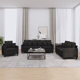  3-dijelni set sofa s jastucima crni od mikrovlakana Cijene