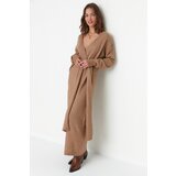 Trendyol Camel Double Breasted Collar Tie Detailed Knitwear Dress Cijene