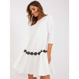 Fashion Hunters Ecru Extended Cocktail Dress with Lace Cene