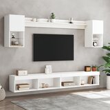  6-dijelni zidni TV elementi s LED svjetlima bijeli drveni | Eponuda.com