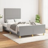 The Living Store Posteljni okvir z vzglavjem svetlo siv 120x200 cm blago - Posteljni Okvir Z Vzglavjem, (21523776) Cene