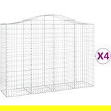 vidaXL Obokane gabion košare 4 kosi 200x50x140/160 cm pocinkano železo, (20757589) | Shoptok.si